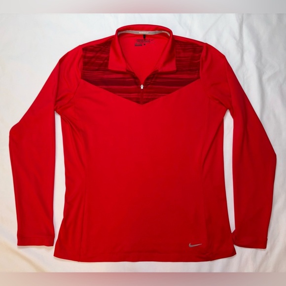 Nike Golf Size L Red Long Sleeve Quarter Zip Dri-Fit Shirt - Picture 1 of 7
